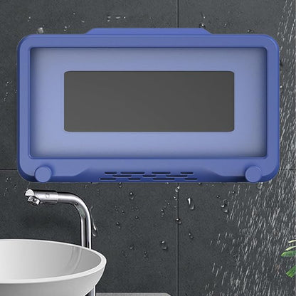 Bathroom Case Mount Shelf Bathroom Adhesive Touchable Phone Cradle Shower Phone Stand Case Mount,Shower Phone Holder Wall Mounted for Bathroom Wall Mirror Bathtub Kitchen (Blue)