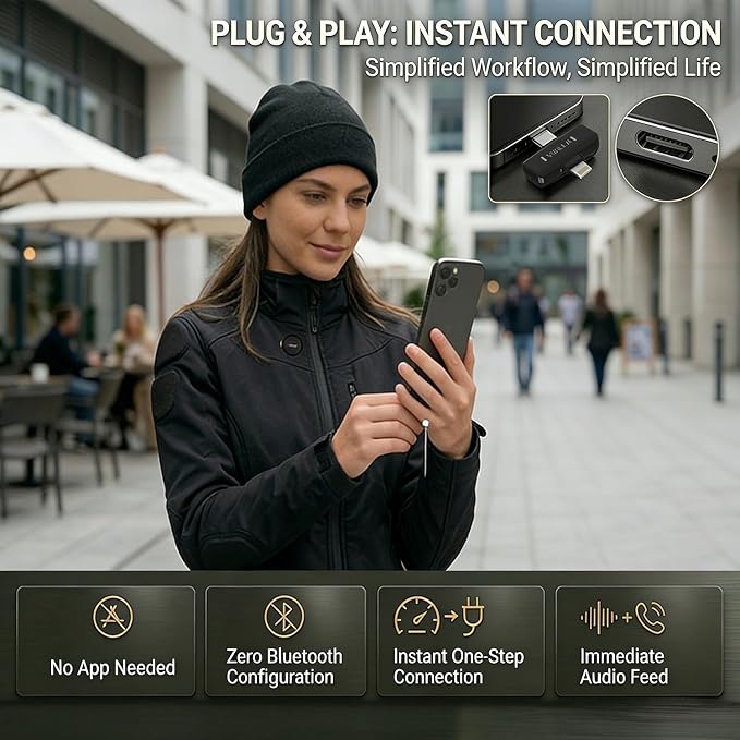 Vislla Mini Microphone for iPhone & Android, Furry Windscreen, Noise Cancelling Wireless Lavalier Microphone,Clip On Lapel Mini Mic Pro for Content Creators Vlogging/YouTube/Tiktok/Streaming/Interview
