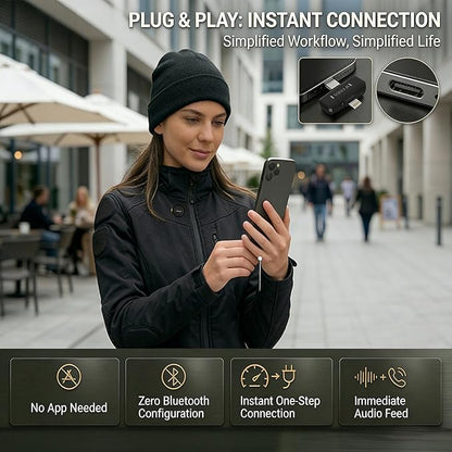 Vislla Mini Microphone for iPhone & Android, Furry Windscreen, Noise Cancelling Wireless Lavalier Microphone,Clip On Lapel Mini Mic Pro for Content Creators Vlogging/YouTube/Tiktok/Streaming/Interview