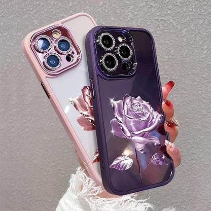 for iPhone 17 Pro Max Fairy Rose Clear Case, Cute Flower Floral with Glitter Bling Sparkly Camera Lens Protector TPU Bumper Shockproof Women Girls Phone Case for iPhone 17 Pro Max 6.9", Pink