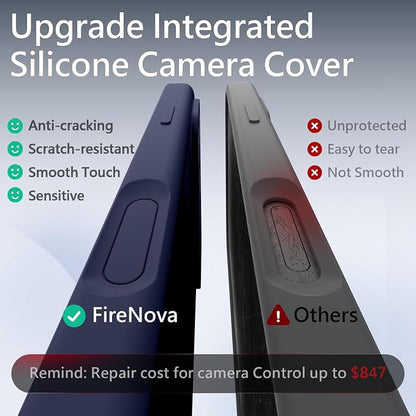 FireNova Magnetic for iPhone 17 Pro Max Case, Compatible with MagSafe, [Integrated Silicone Camera Control Button] [Camera Protection] Anti-Scratch Microfiber Lining Phone Case, 6.9", Navy Blue