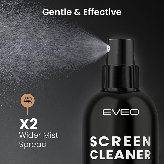 Screen Cleaner Spray and Wipe - TV screen cleaner spray and 2 Microfiber cloths, Computer Screen Cleaner, TV screen cleaner for Smart TV & Monitor, Laptop, MacBook, iPad and Electronic Devices - (2oz)