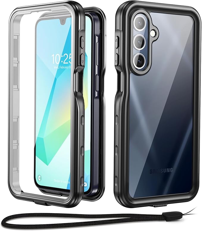 Beasyjoy for Samsung Galaxy A16 5G Phone Case, IP68 Waterproof with Built-in Screen Protector, Rugged Full Body Military Grade Shockproof Dustproof Protective Underwater Cover, Black/Clear
