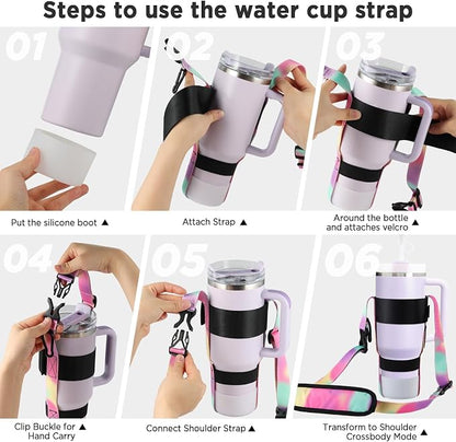EasyAcc Water Bottle Holder Strap Sling, for Owala FreeSip 24 32 40 oz, Hydro Flask, Cirkul, Yeti, Stanley Flip, Universal Water Bottles, with Carabiner, for Walking Curise Travel (Bottle Excluded)