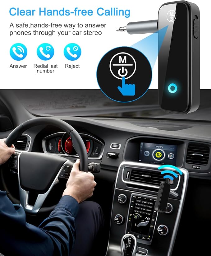 (Upgraded) Ankilo Aux Bluetooth 5.3 Adapter for Car, 2 in 1 Bluetooth Receiver Transmitter, Suitable for Cars, TV, Speakers, Stereo Systems and Headphones