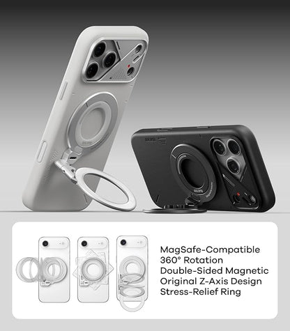 Aulumu G09 Magnetic Ring Grip | Omnidirectional Rotation | MagSafe Compatible | Aluminium Alloy Construction | Stable Dual-Sided Magnetic Attachment | Includes Handle Ring Phone Stand- Black
