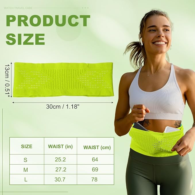 Slim Running Belt, Running Fanny Pack Phone Holder for Women Men Waist Bag Moisture Wicking Storage Belts Bag- Fitting for (Storage Phone-Travel- Sports- Hiking) Yellow & S
