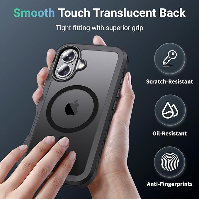 jaroco Magnetic for iPhone 17 Case, [Compatible with MagSafe][Military Grade Drop Protection][Heavy Duty Protection][Non-Slip][Shockproof] 2-Layer Durable Bumper Phone Case 6.3''-Black