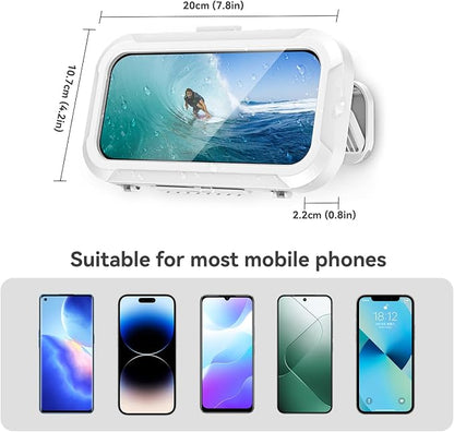 Waterproof Shower Phone Holder, 480° Rotating Adjustable Wall Mount with HD Touch Screen, Fog-Proof Bathroom Case for 4-7 Inch Phones