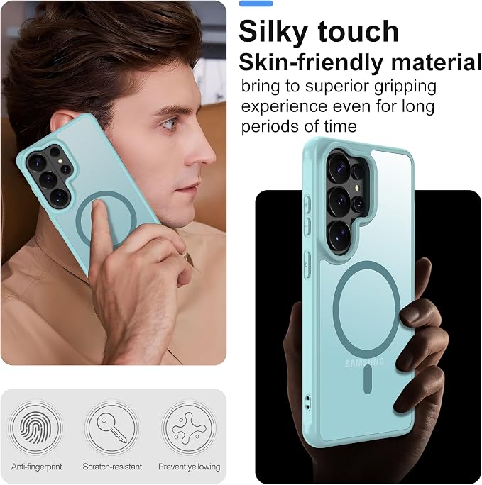 for Samsung Galaxy S26 Ultra Phone Case: S26 Ultra Case [Mag-Safe Fit] with 2PC HD Screen Protector,Frosted Translucent S26 Ultra Case Soft-Touch Skin Protection for Galaxy S26 Ultra Cover,Mint Greenn