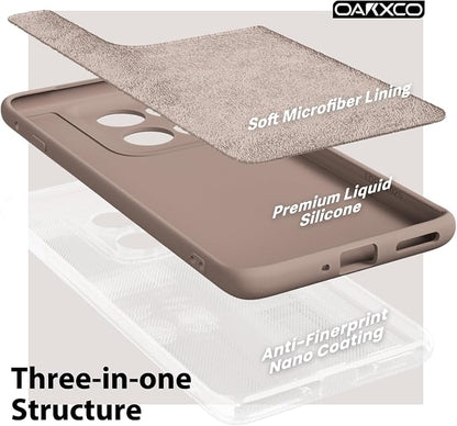 oakxco for Motorola Moto Edge 2025 Phone Case Liquid Silicone, Thin Slim Soft Rubber Gel TPU Plain Protective Simple Cover for Women Girl Cute, Matte Solid Color Aesthetic, Brown Fall
