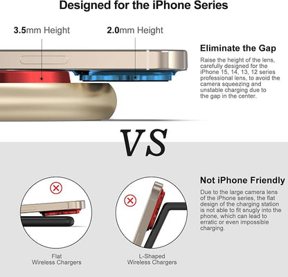Magnetic Charging Station, 3 in 1 Faster Mag-Safe Wireless Charger Stand, Wireless Charging Pad for Apple Devices, iPhone 17/16/15/14/13/12 Series, iWatch Series, AirPods (Golden)