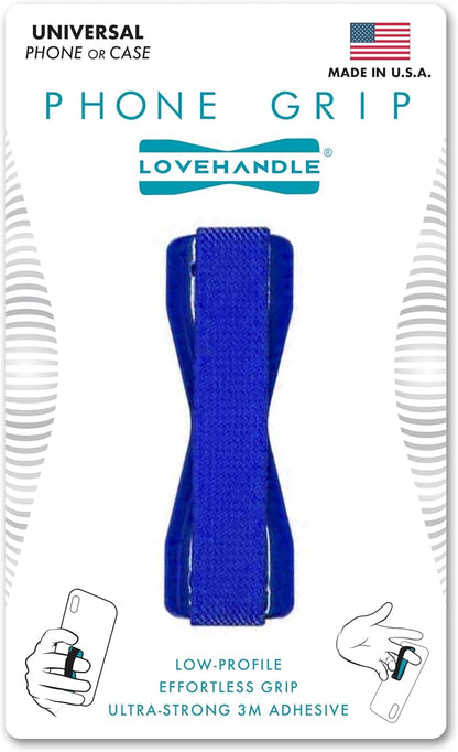 LOVEHANDLE Universal Phone Grip for Smartphones & Mini Tablets - Phone Holder for Hand - Wireless Charging Compatible - Made in The USA - Reflex Blue