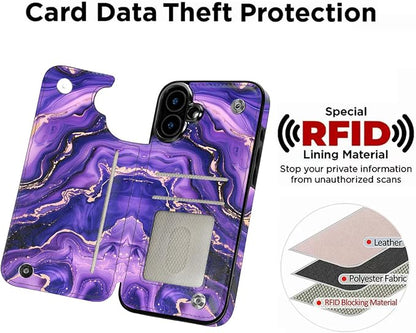 uCOLOR for iPhone 17 Wallet Case with Card Holder PU Leather RFID Blocking Design iPhone 17 flip case for Women Men Magnetic Clasp Kickstand Design 6.3 inch (Amethyst Dreams)