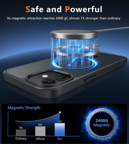 FNTCASE for iPhone 12 Case: iPhone 12 Pro Case [Compatible with Magsafe] Translucent Matte Cases with [Camera Protection] Military Grade Shockproof Protective Phone Cover