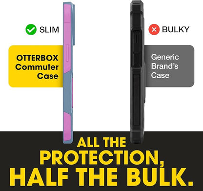 OtterBox iPhone 16e, 15, 14, & 13 Commuter Series Case - Slim & Tough, Pocket-Friendly, with Port Protection - Blue/Pink