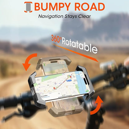 Mountain Bike Phone Mount: Heavy-Duty Anti-Shake Lock Holder – One-Hand Quick Release Cradle with Silicone Corners for MTB Trail Cyclists & Off-Road Riders – Fits iPhone Android 4.7-7in