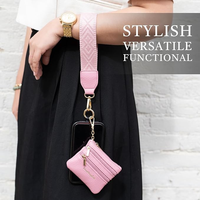 Save the Girls Original Clip and Go Phone Strap Pattern - Crossbody Phone Strap Chain with Zipper Wallet Pouch