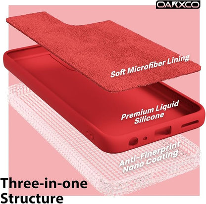 oakxco for Motorola Moto G Power 5G 2024 Phone Case Liquid Silicone, Thin Slim Soft Rubber Gel TPU Plain Simple Cover for Women Girl Cute, Matte Solid Color, Red