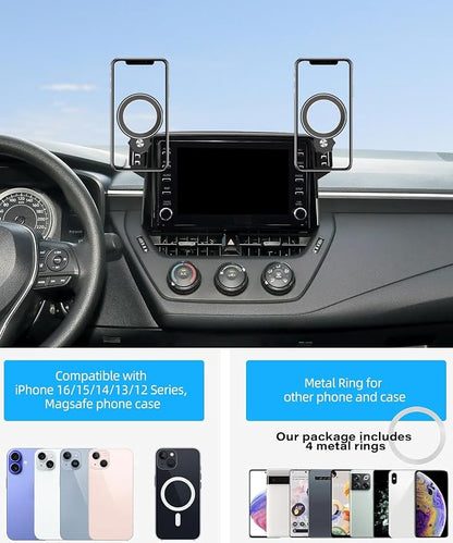 Car Phone Holder for Toyota Corolla 2020-2026/Corolla Cross 2022-2026 Accessories Apply to 8 Inch Touch Screen Fixed Clip Magnetic Cell Phone Mount Hands-Free 360 Degree Rotation