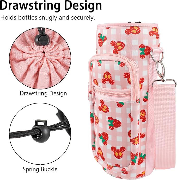 Water Bottle Carrier Bag 25oz/32oz Water Bottle Pouch Holder Adjustable Shoulder Strap Neoprene Water Bottle Sling Bag with Phone Pocket Insulated Tumbler Accessories for Walking