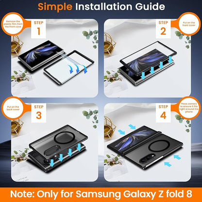 WRJ for Samsung Galaxy Z Fold 8 Case,Buit-in Screen Protector,Black | Fit for Magsafe,Full Hinge Protection,Military Grade Drop Protection,Magnetic Slim Anti-Fingerprints Shockproof Phone Case