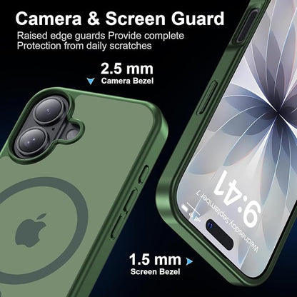 Strong Magnetic for iPhone 17 case [10Ft Military-Grade Protection] Compatible with fit MagSafe Shockproof Slim Thin Cover case for iPhone 17 6.3 inch, Alpine Green