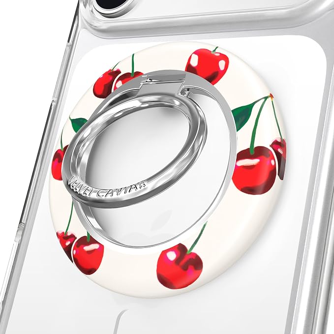 VELVET CAVIAR Compatible with MagSafe Phone Grip 2.0 | Cute Magnetic Ring Holder | Finger Loop Kickstand | Pop On Accessory for iPhone 17, 16, 15, 14, 13, 12 | Mon Cheri Cherry