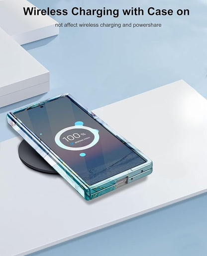 Btscase for Samsung Galaxy Z Fold 7 Case,Built in Front Screen Protector,Gold Glitter Marble Pattern Hard PC Slim Shockproof Full Body Drop Protective Case for Galaxy Z Fold 7 5G, Blue Cyan