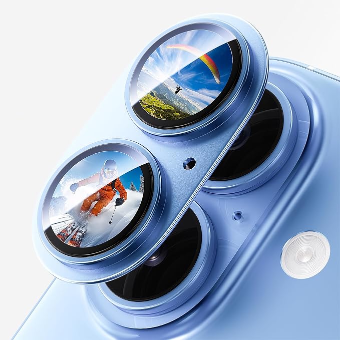 Camera Lens Protector for iPhone 17 6.3"（2025）-Single Piece,Ultra Thin Aluminum Alloy Frame,9H Dual-Strength Glass with 99% AR Light Transmittance,Case Friendly, Light Blue