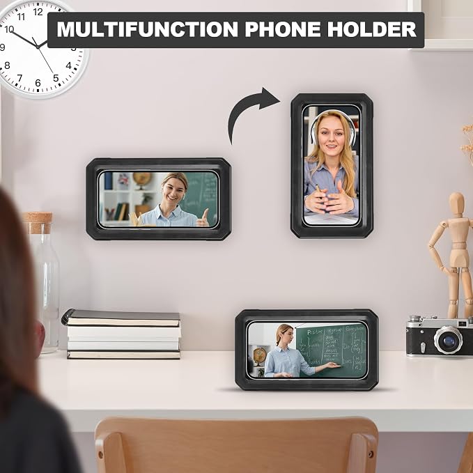 Shower Phone Holder Waterproof Wall Mounted 360°Rotation HD High Sensitivity Touch Screen Phone Stand Case for Bathroom Bathtub Mirror Compatible with iPhone 16 15 14 13 12 11 Plus Pro Max