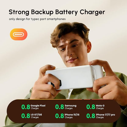 Mini USB C Power Bank for iPhone 17, 4800mah Compact Handy Portable Charger Backup Battery Pack Compatible With Samsung Note series/ iPhone 16/15 series/Samsung Galaxy Z fold series/Galaxy Flip-White