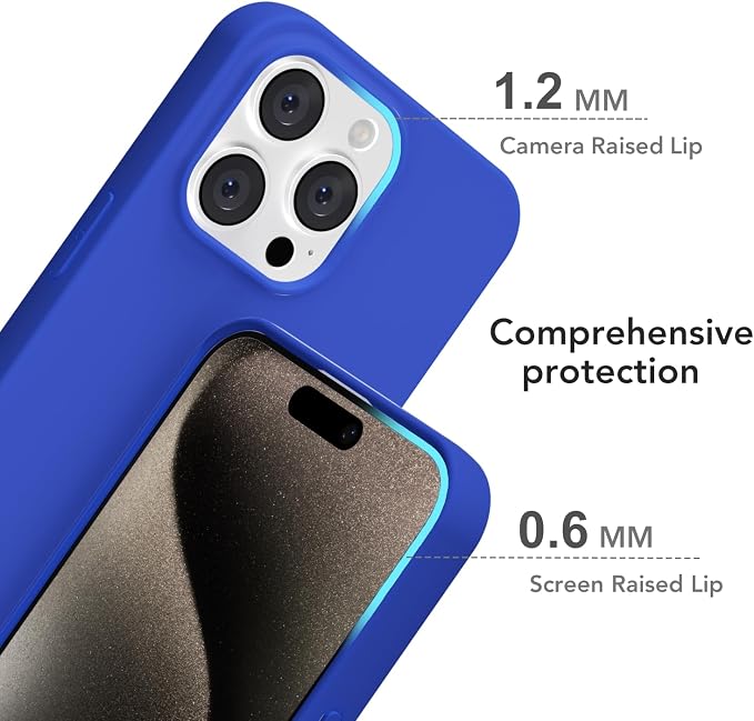for iPhone 15 Pro Max Case Silicone Compatible with Magsafe Case, Ultra Slim Thin Magnetic Phone Cases Mag Safe, Cute Soft Rubber Gel Matte Plain Wireless Charging Cover for Women, Royal Blue