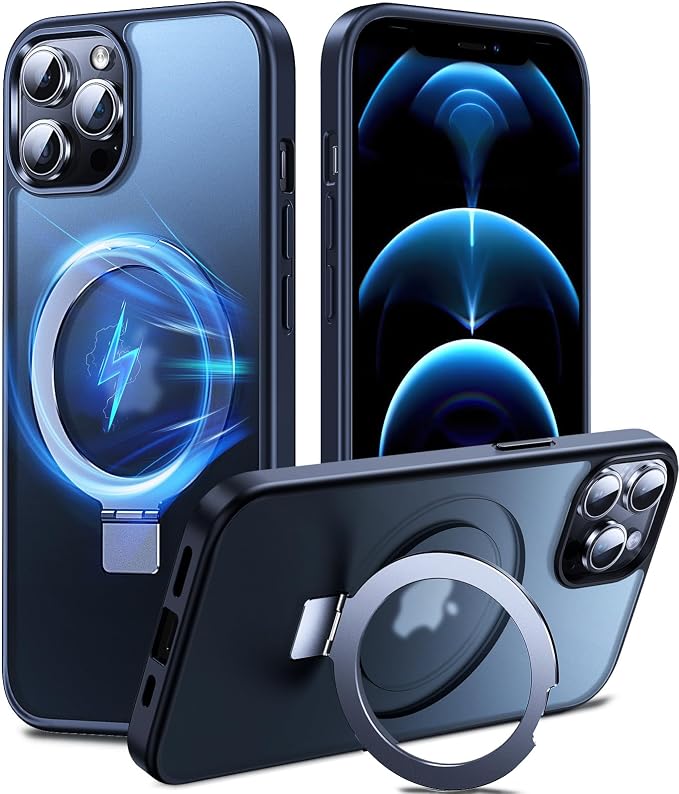 Chicfun 3-in-1 [Magnetic+Kickstand+Ring Holder] for iPhone 12 Pro Max Case Stand Ring Holder Compatible with MagSafe, Military Shockproof Protective Matte iPhone 12 Pro Max Phone Case Kickstand Cover