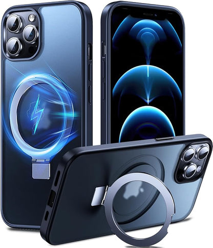 Chicfun 3-in-1 [Magnetic+Kickstand+Ring Holder] for iPhone 12 Pro Max Case Stand Ring Holder Compatible with MagSafe, Military Shockproof Protective Matte iPhone 12 Pro Max Phone Case Kickstand Cover
