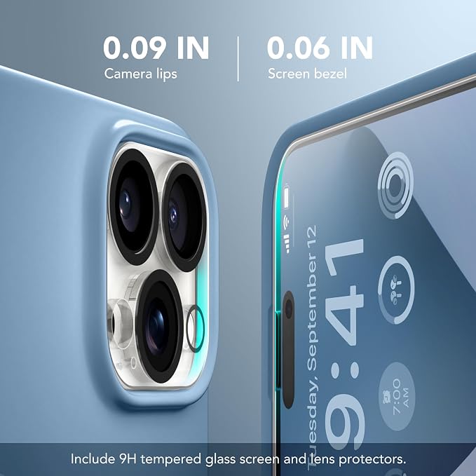 GONEZ Magnetic for iPhone 16 Pro Case, Compatible with MagSafe, [Screen Protector + Camera Lens Protector], Silicone Shockproof Anti-Scratch Protective Phone Case 6.3 inch, Mist Blue