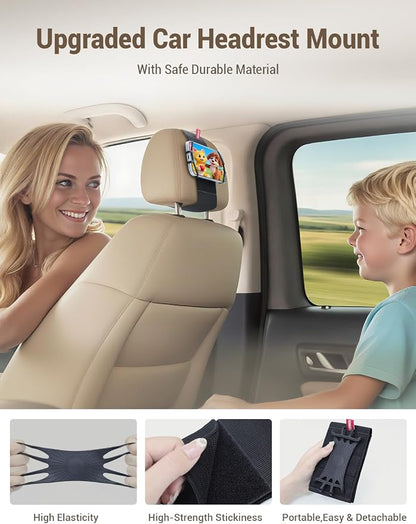Silicone Car Phone Holder, Adjustable Phone Mount Holders for Your Car Headrest Compatible with iPhone 17 16 15 14 13 Pro Max and other 3.5 - 7 Inch Cell Phones Mount for Kids in Back Seats - Black