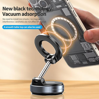Vacuum Magnetic Phone Holder for Car Phone Holder 360° Adjustable Car Phone Mount for Magsafe Cell Phone Holders for Your Car for iPhone 16 Pro Max 15 14 13 12 Plus & Android (White)