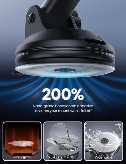 Lamicall Car Phone Mount - [Strongest Military-Grade Suction Cup] 360° Rotation Phone Holders for Your Car Quick Release Adjustable Phone Mount for Car Dashboard for iPhone 17 16 Pro Max Galaxy Truck