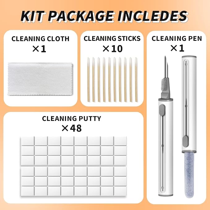 Cleaning Clay, Phone Cleaning Kit with Clean Pen, Remove Ear Wax & Dirt & Gunk from Device's Small Crevices, for AirPod Cleaner Kit for Airpods Charging Case/Headphones/Electronics