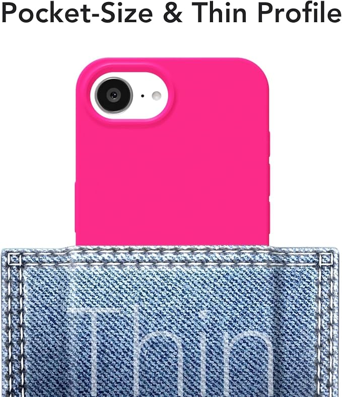 for iPhone 17e 16e Case Silicone Compatible with Magsafe Case, Ultra Slim Thin Magnetic Phone Cases Mag Safe, Cute Soft Rubber Gel TPU Matte Plain Wireless Charging Cover for Women, Hot Pink