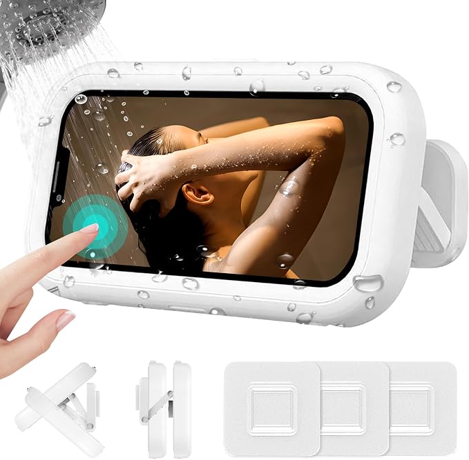CoguZed Waterproof Phone Holder for Shower - 2023 Upgraded, 480° Rotation - Compatible with iPhone 15/14/13/12/11 Pro Max, Samsung Galaxy, and More (Up to 7" Phones)