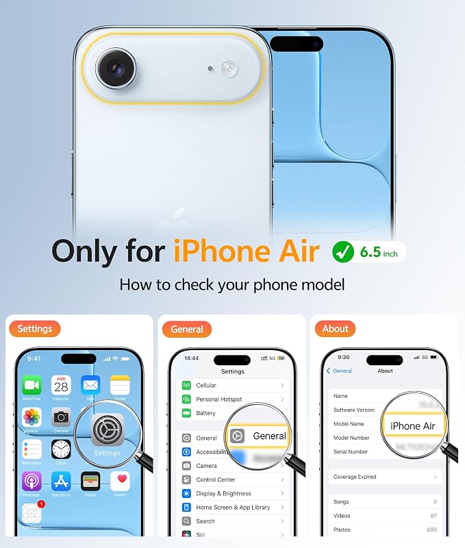 FNTCASE for iPhone Air Case: [Compatible with Magsafe] Translucent Matte Cases with [Full Camera Protection] [Screen Protector] Military Grade Shockproof Protective Phone Cover - Light Blue