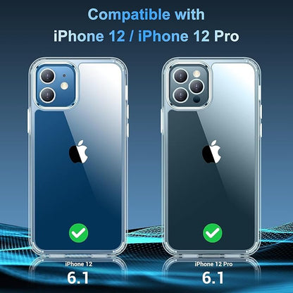 Temdan Clear Case Compatible with iPhone 12 Case/Compatible with iPhone 12 Pro Case - Clear
