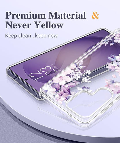 GVIEWIN for Samsung Galaxy S26 Ultra Case, Clear Floral Slim Shockproof Protective Women Phone Case, Non-Yellowing, with Screen Protector & Camera Lens Protector for S26 Ultra 6.9", Foliolosa