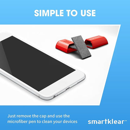 SmartKlear Smart Phone Screen Cleaner - Compatible with iPhones, Androids, and More - Cleaner with Carbon Microfiber Tech-Injected Red-1 Count (Pack of 1)