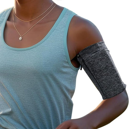 Running Phone Armband, Larger Storage, Sturdy Zipper, Adjustable Strap, Water-Resistant, Compatible with iPhone & Samsung Galaxy, for Running, Hiking, Biking, Gym(Gray,Large)