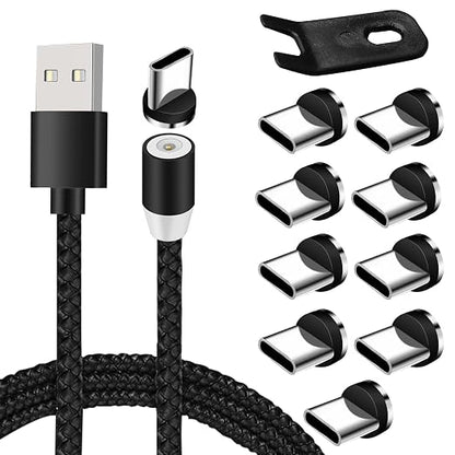 10-Pack Type C Magnetic Charging Cable Tips+ 6.5ft Magnetic Charger Cable & Removal Tool, Charging-Only (No Data Transfer)