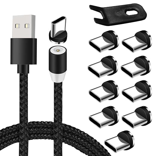 10-Pack Type C Magnetic Charging Cable Tips+ 6.5ft Magnetic Charger Cable & Removal Tool, Charging-Only (No Data Transfer)
