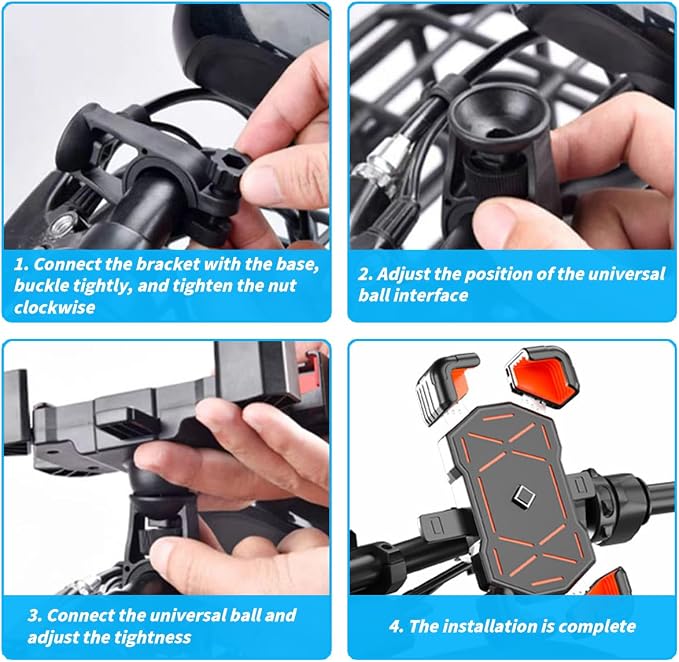 AUCELI Motorcycle Phone Mount, ABS Quick Release Bike Phone Holder for 4.7''-7.2'' Phones, Anti Shake with 360 Rotatable Phone Clip, Handlebar Clamp (Yellow)